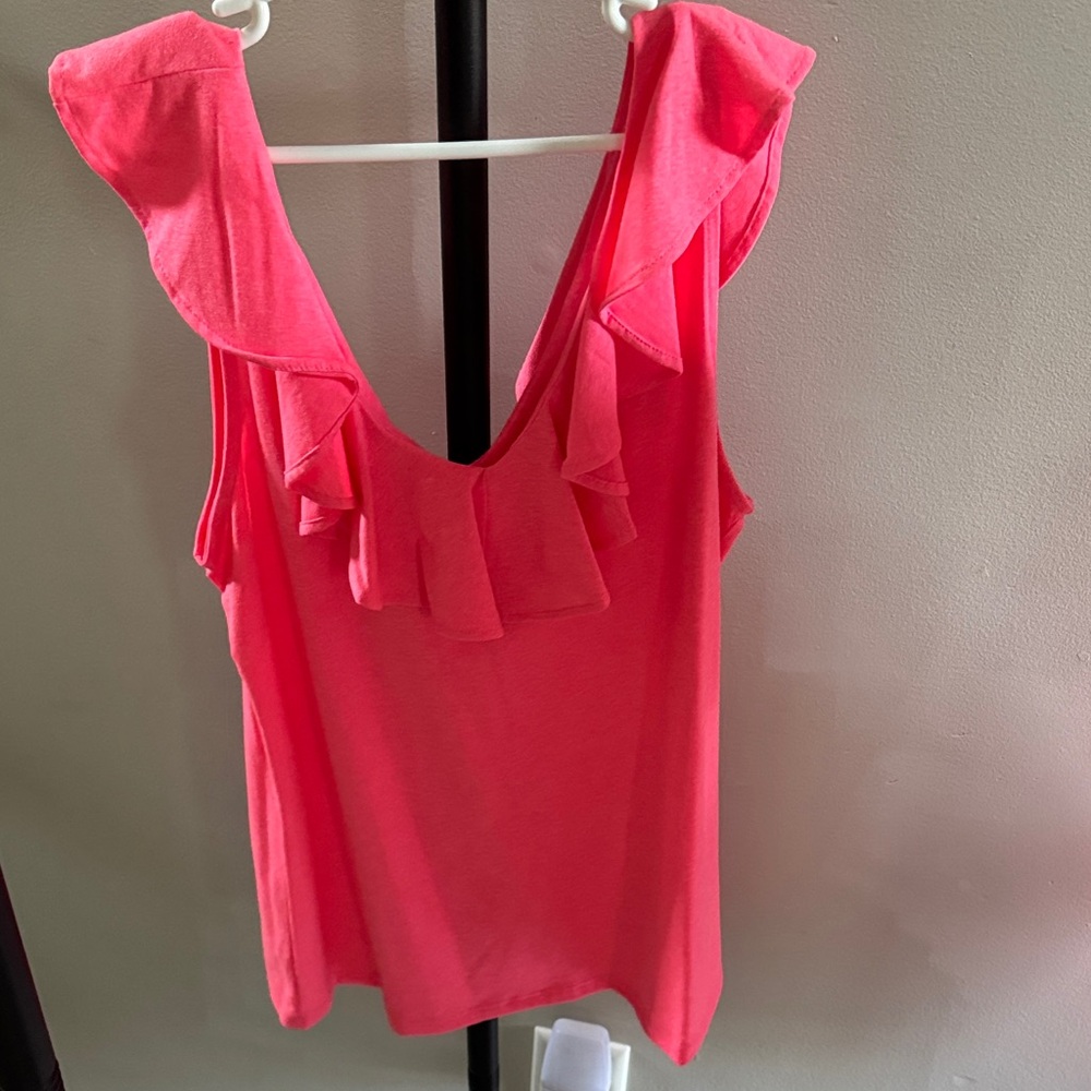 Lilly Pulitzer Coral Ruffle Alessa Tank Top size XS NWT